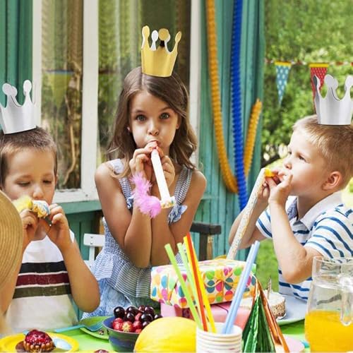 11PCS Birthday Party Cone Hats with Pom Poms - Kids & Adults