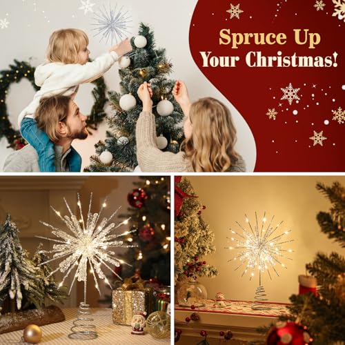 12.2 Inch Lighted Snowflake Christmas Tree Topper with Remote & USB