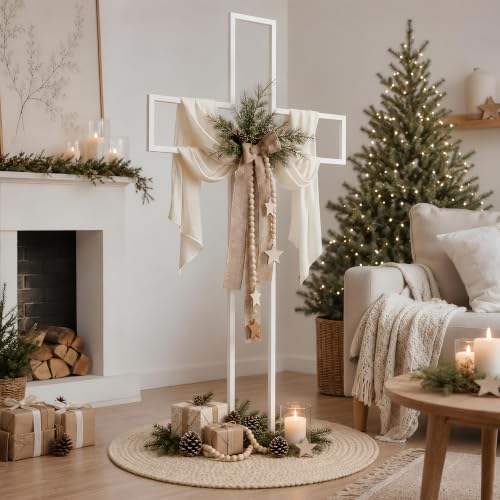 6FT Indoor Outdoor Jesus Cross Decoration - Metal Religious Yard Decor