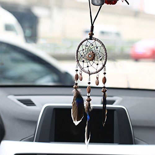 Handmade Bohemian Dream Catcher Rearview Mirror Hanging Car Ornament