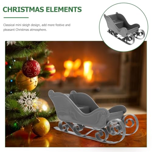 Grey Miniature Wooden Sleigh Christmas Decoration Tabletop Ornament
