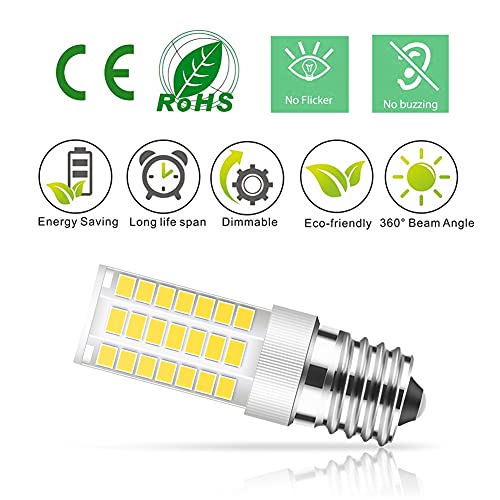 E17 LED Microwave Bulb Dimmable, 5W Daylight White 6000K (2 Pack)