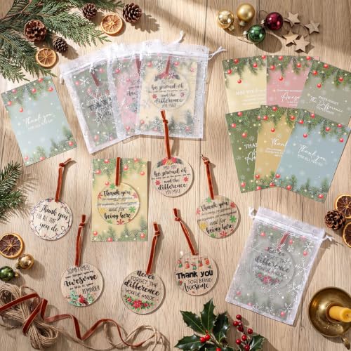 Barydat 100 Count Christmas Thank You Ornament Gift Set for Coworkers – Classic Edition