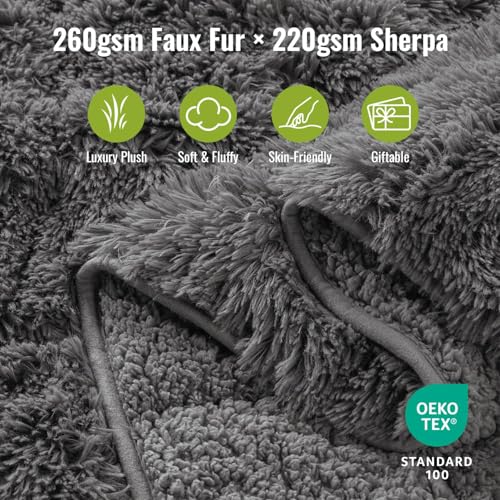 15lbs Queen Size Weighted Blanket - Soft Plush Faux Fur, 60"x80"