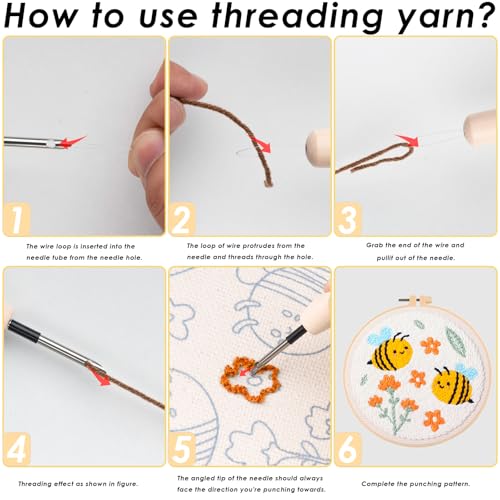 Snowman Punch Needle Kit for Adults Beginners - DIY Embroidery Starter Set