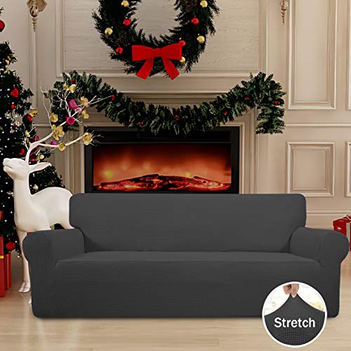 Easy-Going Stretch Sofa Slipcover, Dark Gray Washable Couch Cover