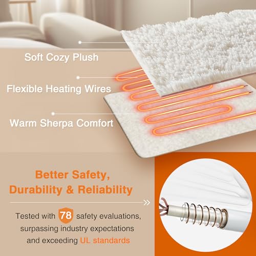 Reversible Heated Throw Blanket - Plush Sherpa Electric Blanket