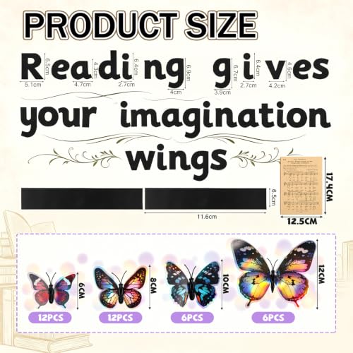 78 Pcs 3D Butterfly Bulletin Board Set Reading Library Classroom Decor