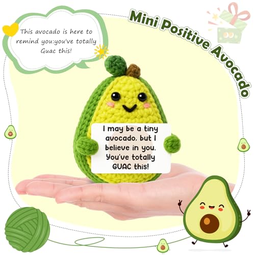 Handmade Crochet Avocado Keepsake with Inspirational Encouragement Card