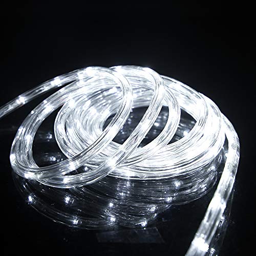 33ft LED Rope Lights, Waterproof Connectable Daylight White for Patio & Garden
