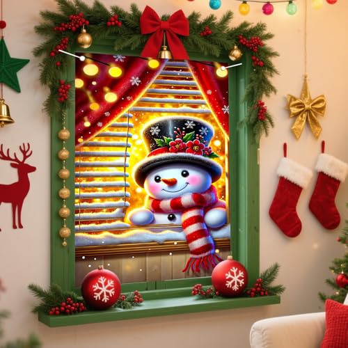 Nuxovilar hd05694 Snowman Christmas Window Cover Banner 31x47in Polyester
