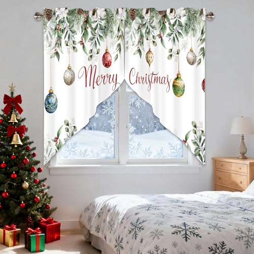 AYTTBIS Christmas Swag Curtain Valance 36x36 in, 2 Pack Red