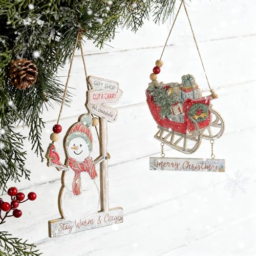 White Wooden Christmas Wreath for Front Door & Wall Decor - 2 Pack