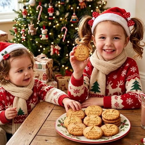 Christmas Cookie Cutters with Stamp - 10pc Plastic Bakeware Set