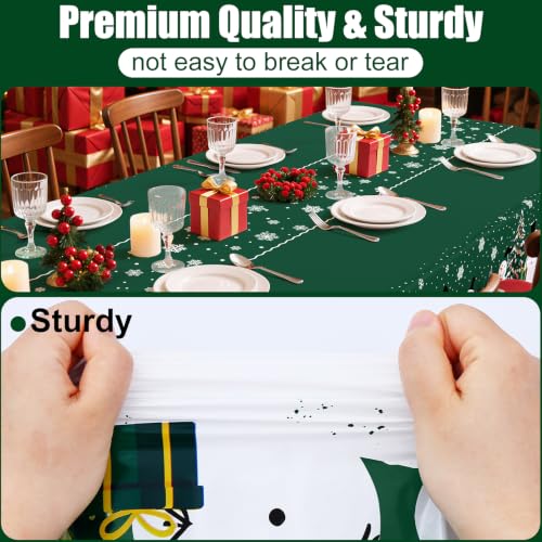 Smiry 54 x 108 Inch Christmas Green & White Disposable Tablecloths (10 Packs)