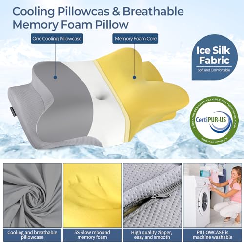Ergonomic Cervical Pillow for Neck Pain Relief - Cooling Memory Foam