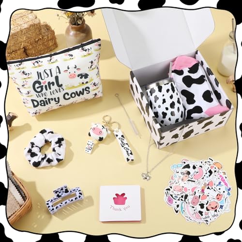 Landical 59 Pcs Cow Gift Set for Women - Cow Theme Holiday Cozy Kit