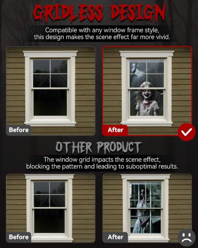 2pcs Halloween Ghost Window Covers, Scary Haunted House Porch Decor