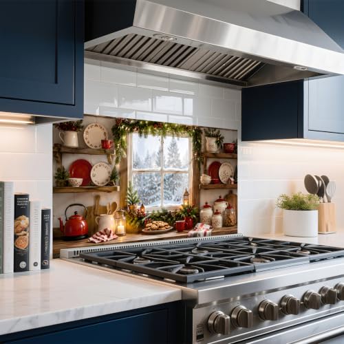 NYZE Christmas Kitchen Backsplash 30 x 16 in - Waterproof & Oil-Proof Peel & Stick Wall Decor for Stove Area