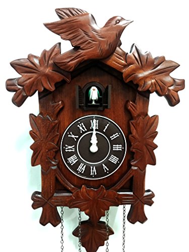 Handcrafted Wooden Cuckoo Wall Clock with Night Sensor and Volume Control