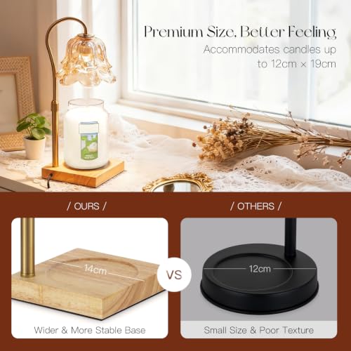 Gold Flower Candle Warmer Lamp with Timer & Dimmable Light