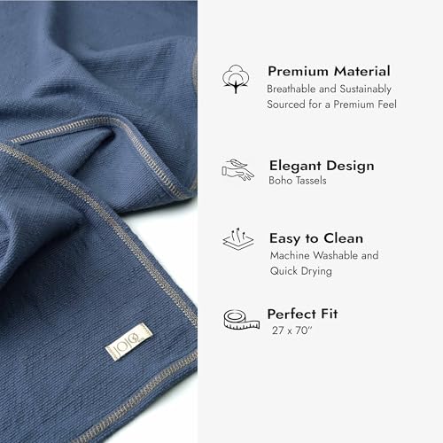 Jojomia Indigo Blue Turkish Cotton Table Runner 27x70in, Farmhouse Decor, Machine Washable