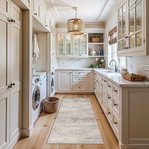 Abstract Kitchen Runner Rug 3x6, Washable Non-Slip Low Pile Carpet for Hallway