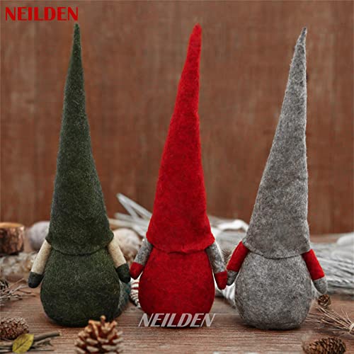 3pc Set Christmas Gnome Ornaments with Bendable Tall Hats, 20-inch