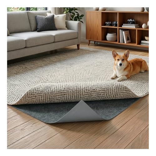 Non-Slip Felt Rug Pad, 2x3 Ft Rubber Backing Grip for Hardwood Floors
