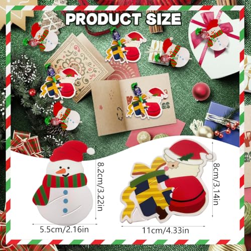 Christmas Lollipop Paper Cards Santa Claus & Snowman Candy Holders, 100 Pcs