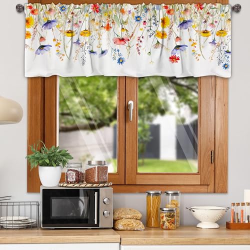 3-Piece Spring Kitchen Curtain Set with Valance & Tiers