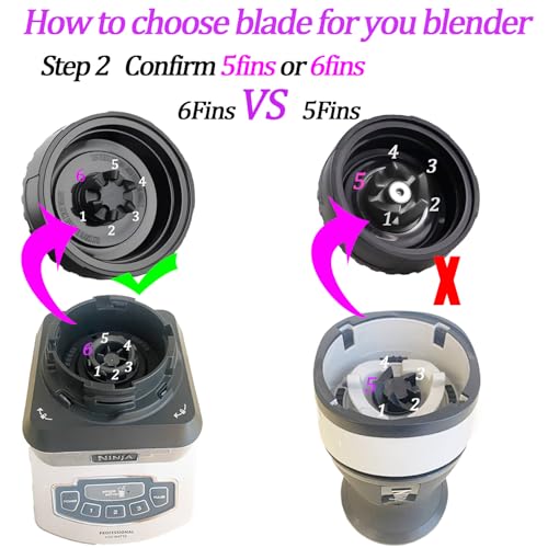 6-Fin Blender Replacement Blade and 16oz Cups Set for Select Models