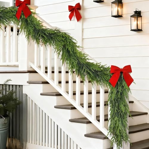 YXZZWL 16FT Artificial Christmas Garland Faux Norfolk Pine for Stair & Fireplace Decor