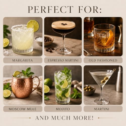TheBarsentials 5-Piece Stainless Steel Cocktail Strainer Set with Stirring Spoon - Hawthorne, Julep, Fine Mesh & Jigger