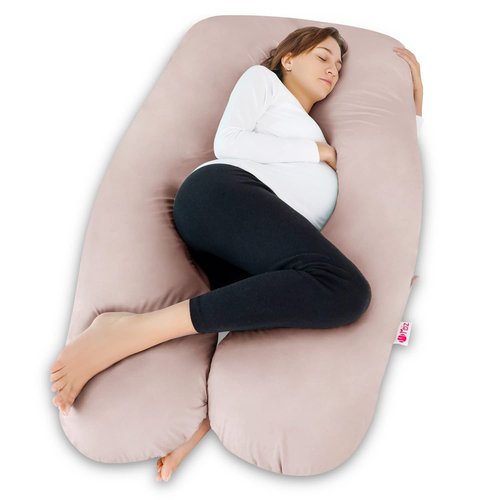 Meiz Pregnancy Body Pillow - U Shaped Cooling Maternity Pillow with Jersey Cover for Comfort