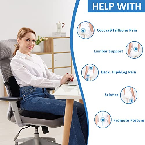 Memory Foam Seat Cushion & Lumbar Support Pillow for Office Chair