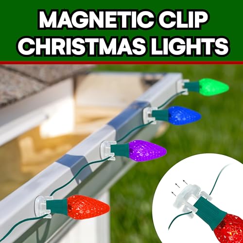 100 Pack Magnetic Christmas Light Clips for Outdoor String Lights