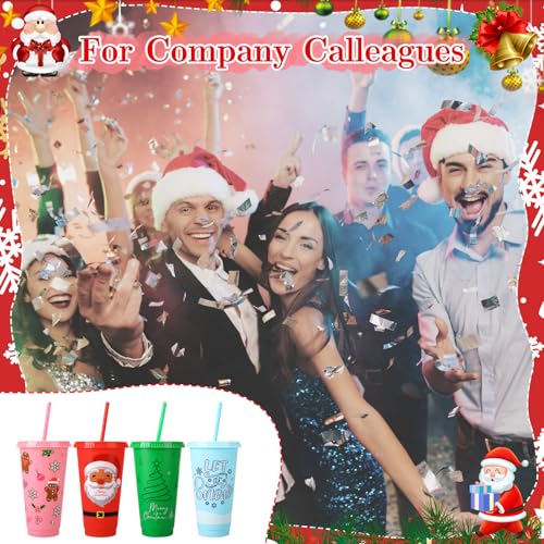 Red Green 12 Pcs Christmas Plastic Cups with Lids & Straws, 24 oz