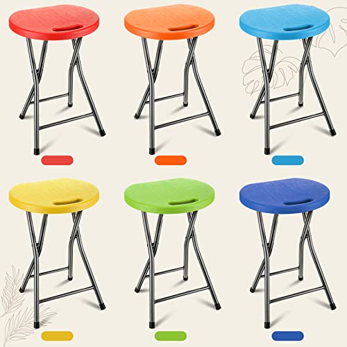 Set of 6 Portable Folding Stools, 18-Inch Stackable Chairs with Handle