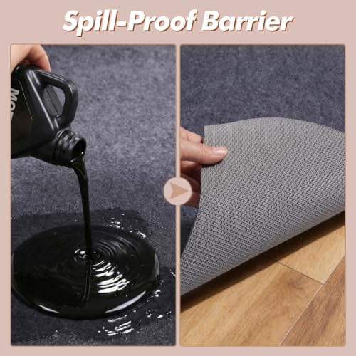 TravLand 6' x 9' Non-Slip Felt & Rubber Rug Pad - Dark Gray Waterproof Underlay, Grippy Rug Protector for Hardwood & Tile Floors, Rectangular, 1/8 Inch