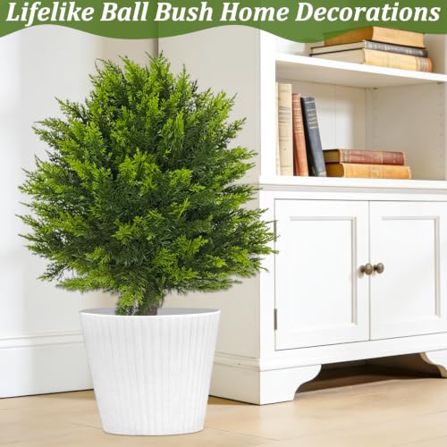 24-Inch Artificial Cypress Topiary Ball Set, UV Resistant Faux Shrub Bushes