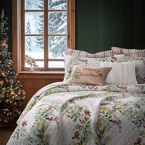 Levtex Home Tinsel Tidings Full/Queen Quilt - Reversible Cotton 88x92in Christmas