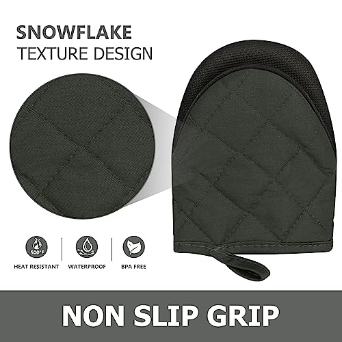 Mini Silicone Oven Mitts, 2-Pack - Heat Resistant 500°F Pot Holders, Gray