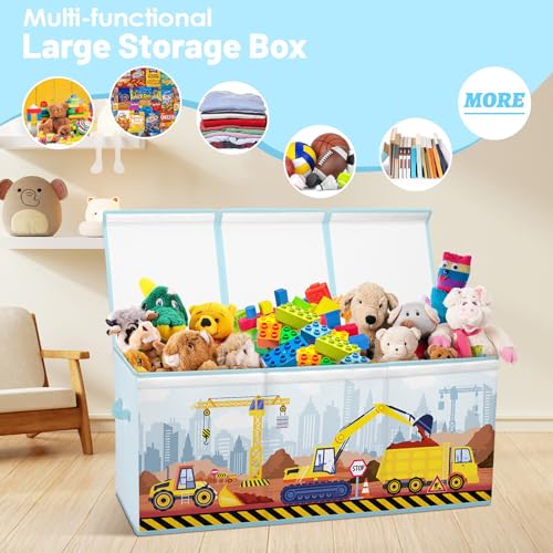 Extra Large Collapsible Toy Storage Chest with Lid and Dividers, 123L