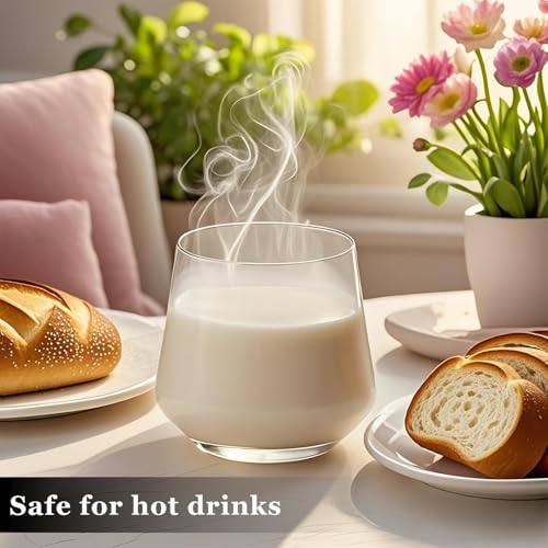 Stemless Wine Glasses Set of 4, 13.5oz Lead-Free Crystal Clear Glassware