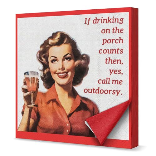 Red Cocktail Napkins 20-Pack - 3-Ply Vintage Red Party & Holiday Napkins