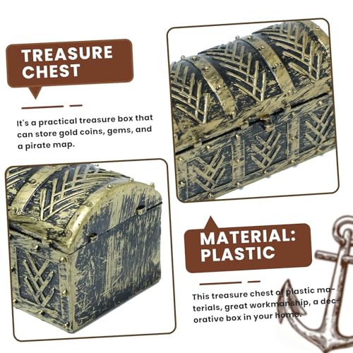 6-Piece Mini Pirate Treasure Chests - Vintage Plastic Storage Boxes