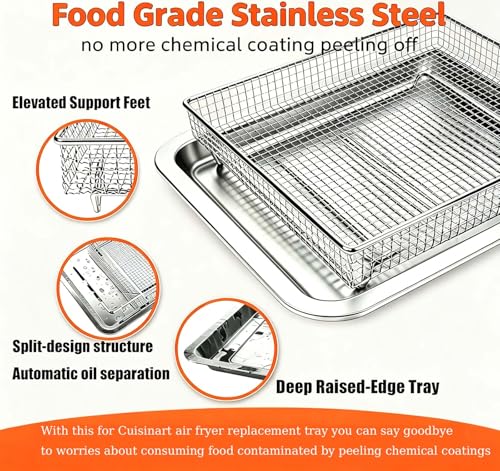Air Fryer Baking Tray and Wire Mesh Basket Set for Toaster Ovens