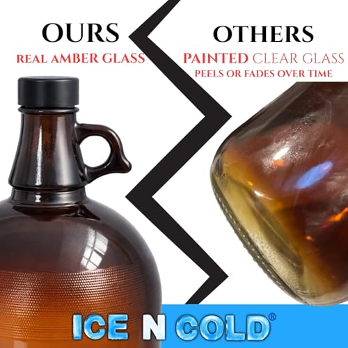 1 Gallon Amber Glass Jug with Handle and 38mm Airtight Cap