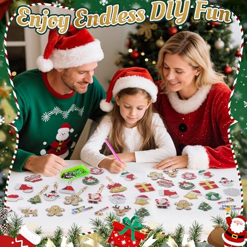 24-Day Diamond Painting Advent Calendar - DIY Gem Keychain Craft Kit